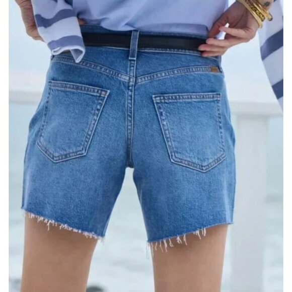 AYR The Day Off Denim Jean Shorts Mom's Pool Womens Size 31 Frayed Hem Stretch - Picture 2 of 10